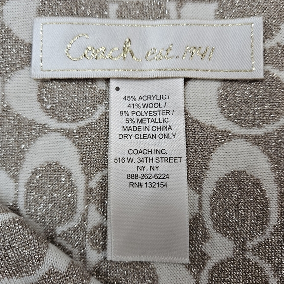 Coach Glitter Signature Logo Double-Sided Rectangle Scarf - Picture 5 of 6